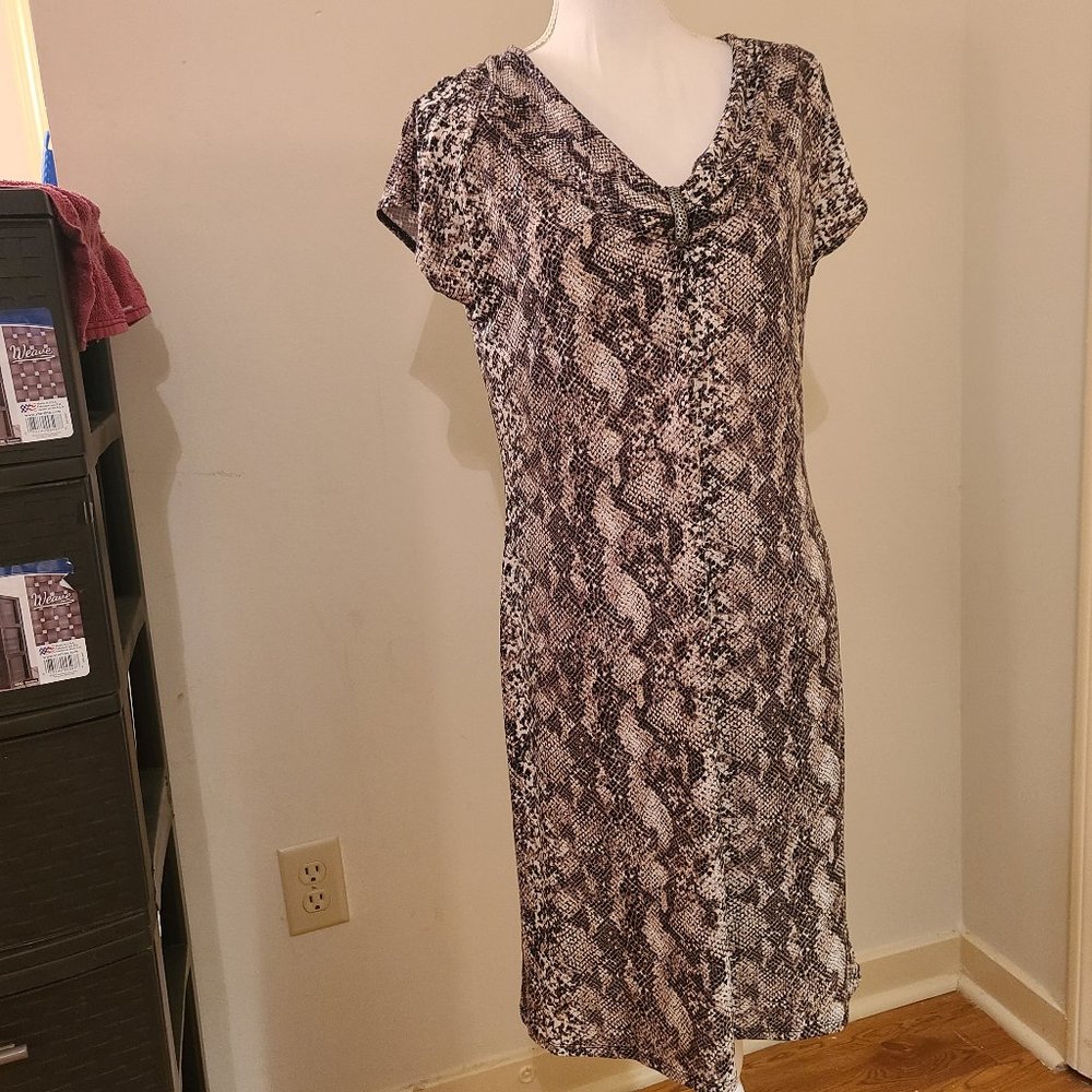 Dana Ruchman Snakeskin Gray Dress Medium Very Good